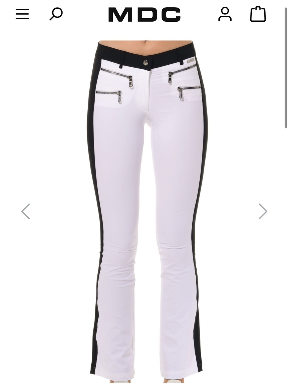 Women’s White and Black Contrast Zip-Front Jeans